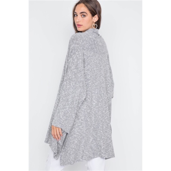 CHARCOAL HEATHERED OPEN FRONT SOFT CASUAL CARDIGAN - Picture 2 of 5